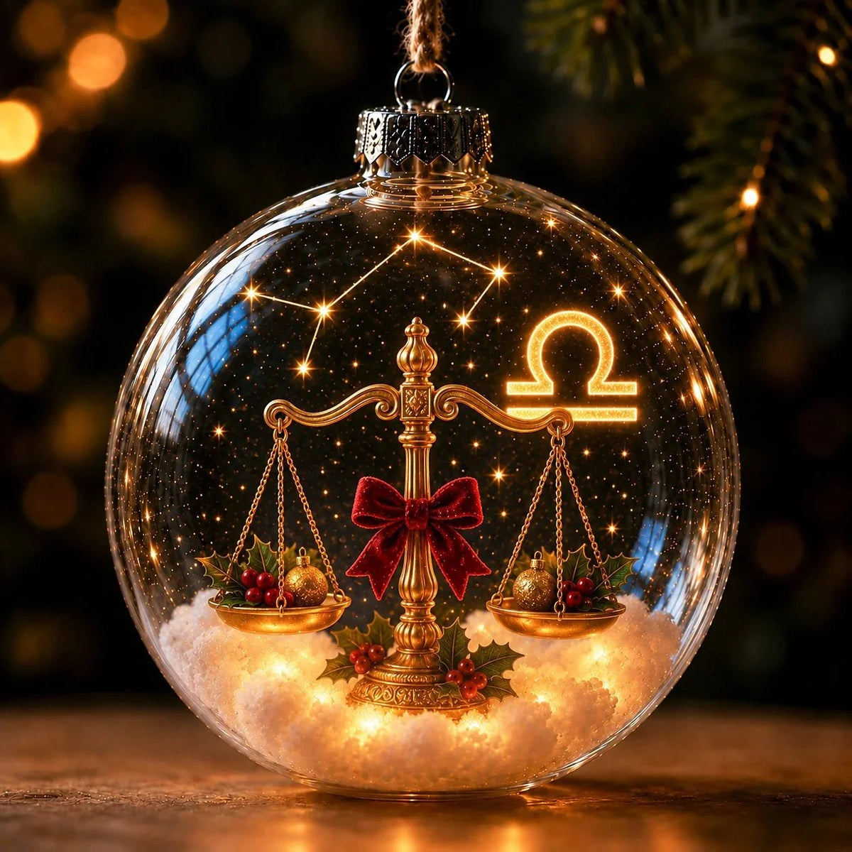 Christmas Ornament Lighted Zodiac Clear Globe
