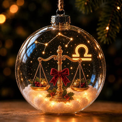Christmas Ornament Lighted Zodiac Clear Globe