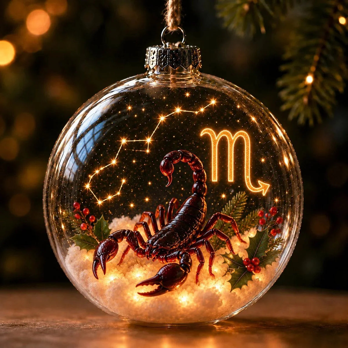 Christmas Ornament Lighted Zodiac Clear Globe