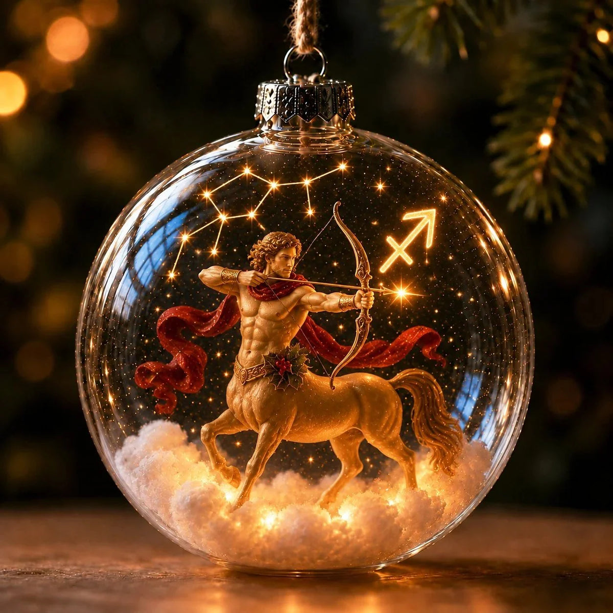 Christmas Ornament Lighted Zodiac Clear Globe