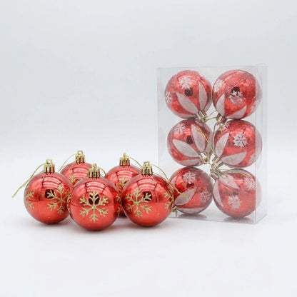 Christmas Ornament Set Snowflake Design Shatterproof Set of 6