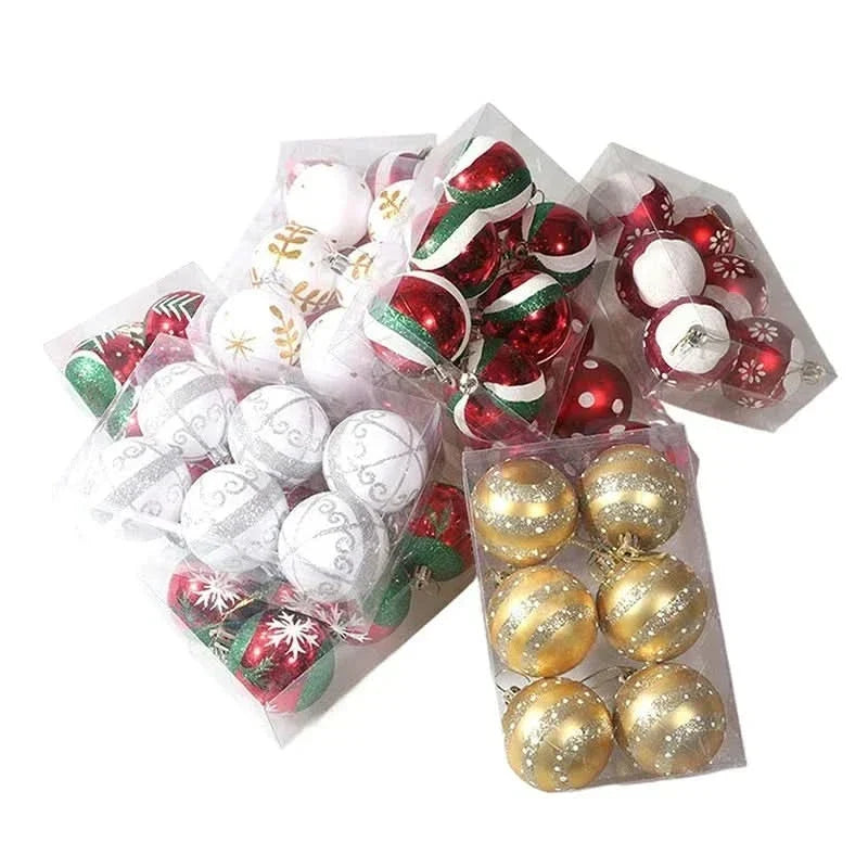 Christmas Ornament Set Snowflake Design Shatterproof Set of 6