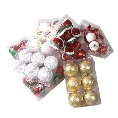 Christmas Ornament Set Snowflake Design Shatterproof Set of 6