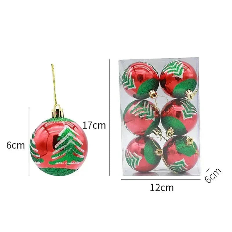 Christmas Ornament Set Snowflake Design Shatterproof Set of 6