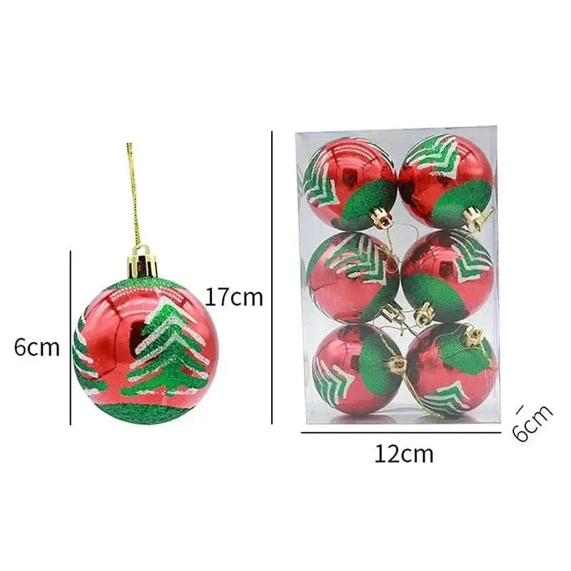 Christmas Ornament Set Snowflake Design Shatterproof Set of 6