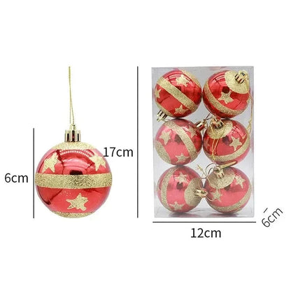 Christmas Ornament Set Snowflake Design Shatterproof Set of 6