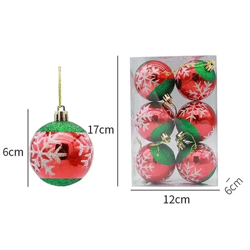 Christmas Ornament Set Snowflake Design Shatterproof Set of 6