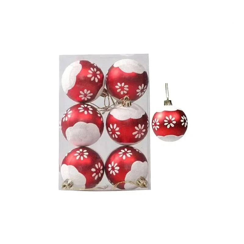 Christmas Ornament Set Snowflake Design Shatterproof Set of 6