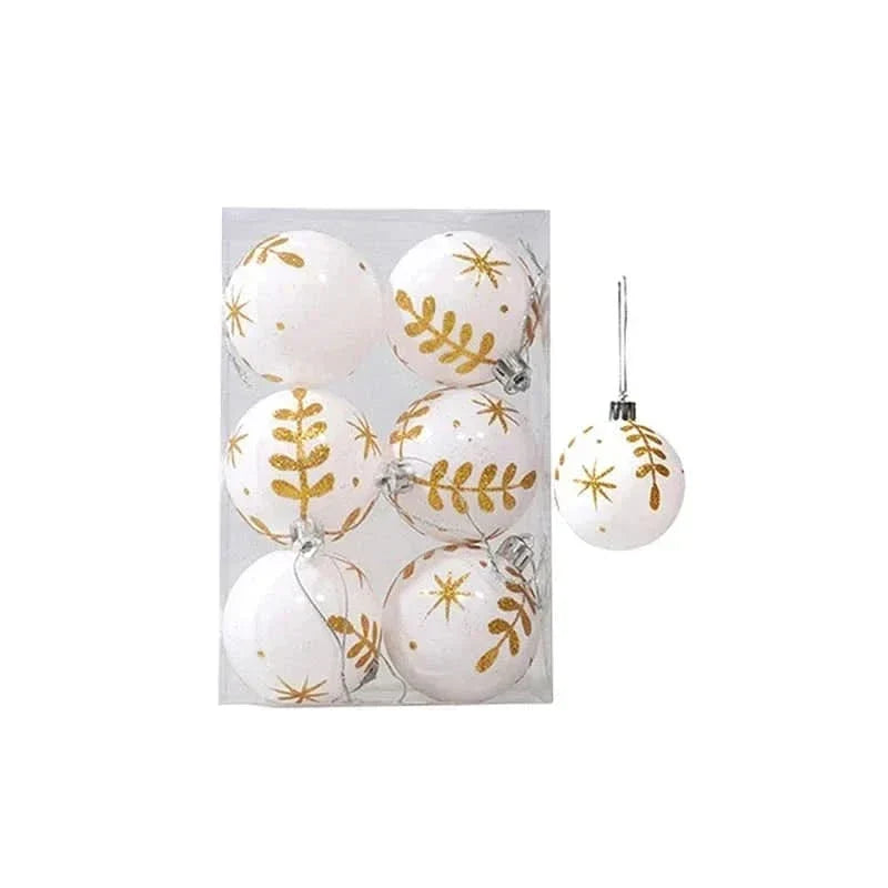 Christmas Ornament Set Snowflake Design Shatterproof Set of 6