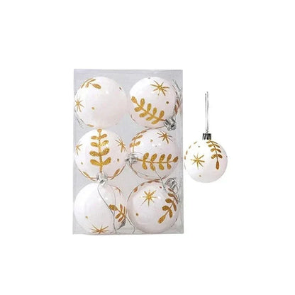 Christmas Ornament Set Snowflake Design Shatterproof Set of 6