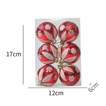 Christmas Ornament Set Snowflake Design Shatterproof Set of 6