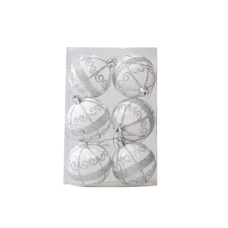 Christmas Ornament Set Snowflake Design Shatterproof Set of 6