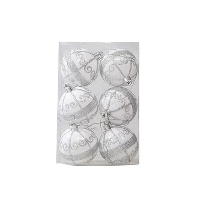 Christmas Ornament Set Snowflake Design Shatterproof Set of 6