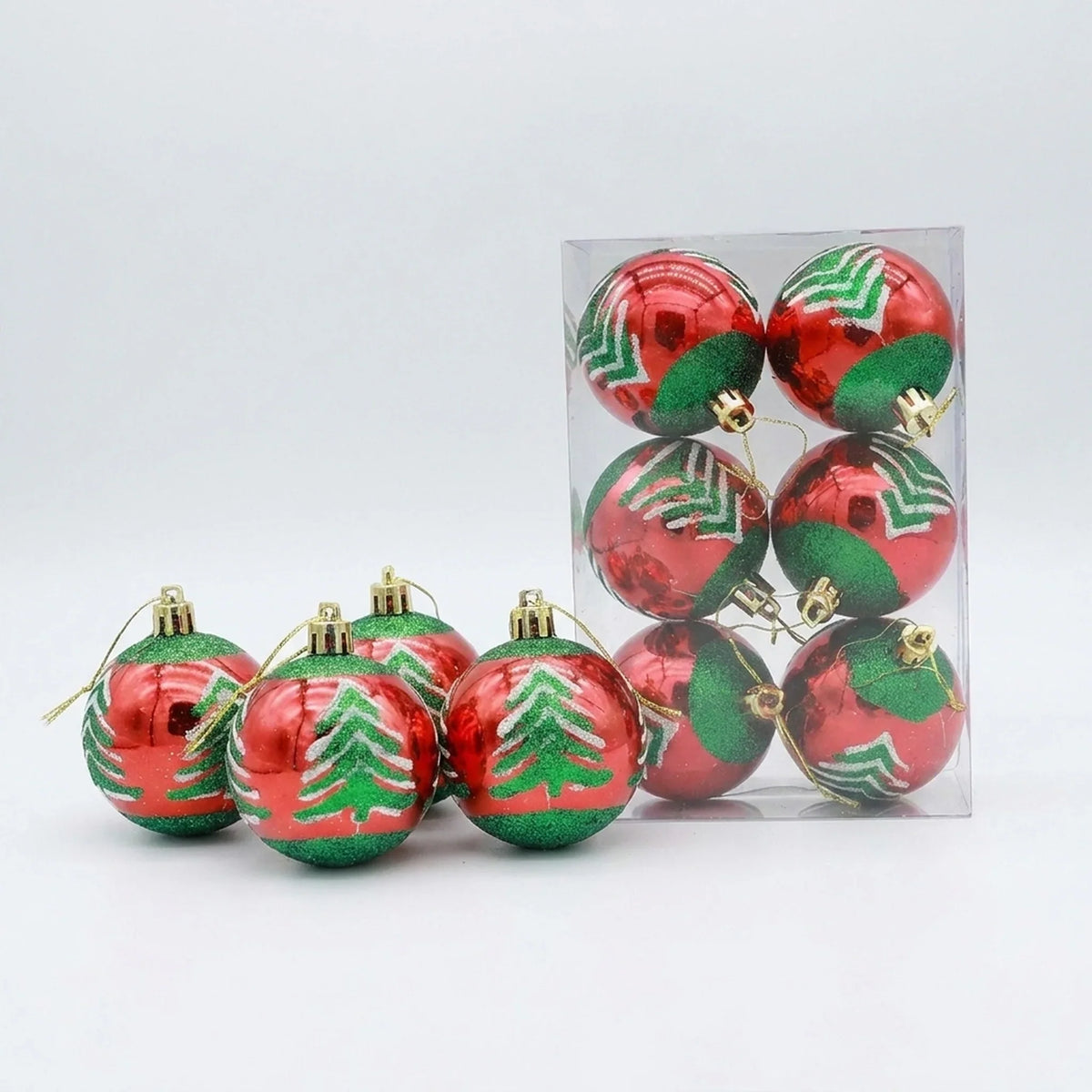 Christmas Ornament Set Snowflake Design Shatterproof Set of 6
