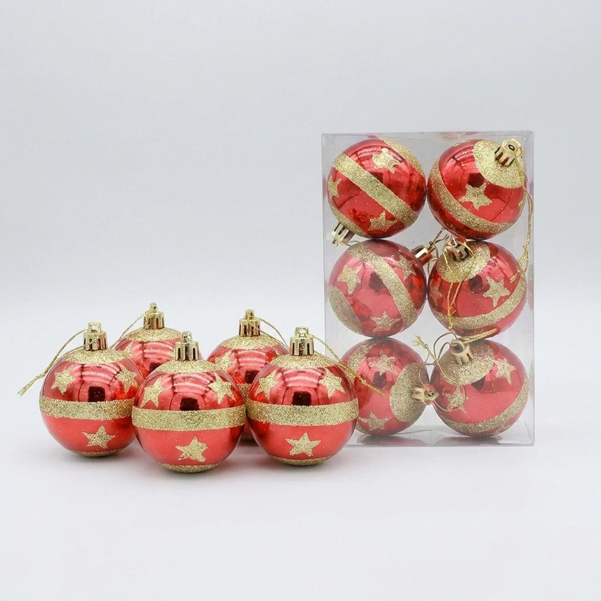 Christmas Ornament Set Snowflake Design Shatterproof Set of 6