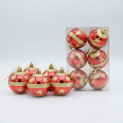 Christmas Ornament Set Snowflake Design Shatterproof Set of 6