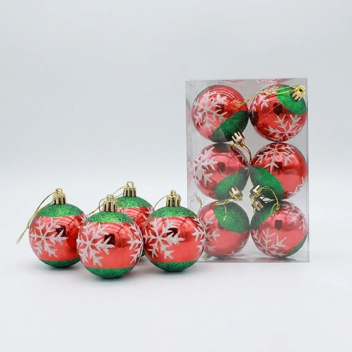 Christmas Ornament Set Snowflake Design Shatterproof Set of 6