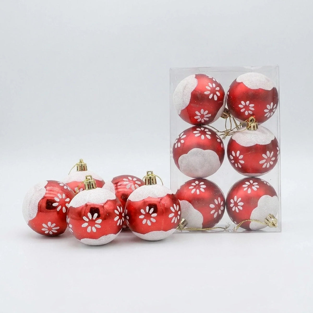 Christmas Ornament Set Snowflake Design Shatterproof Set of 6
