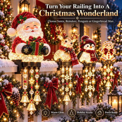 Christmas Porch Railing Lights Warm Glow Hanging Ornaments