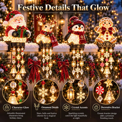 Christmas Porch Railing Lights Warm Glow Hanging Ornaments