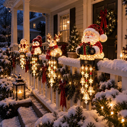 Christmas Porch Railing Lights Warm Glow Hanging Ornaments