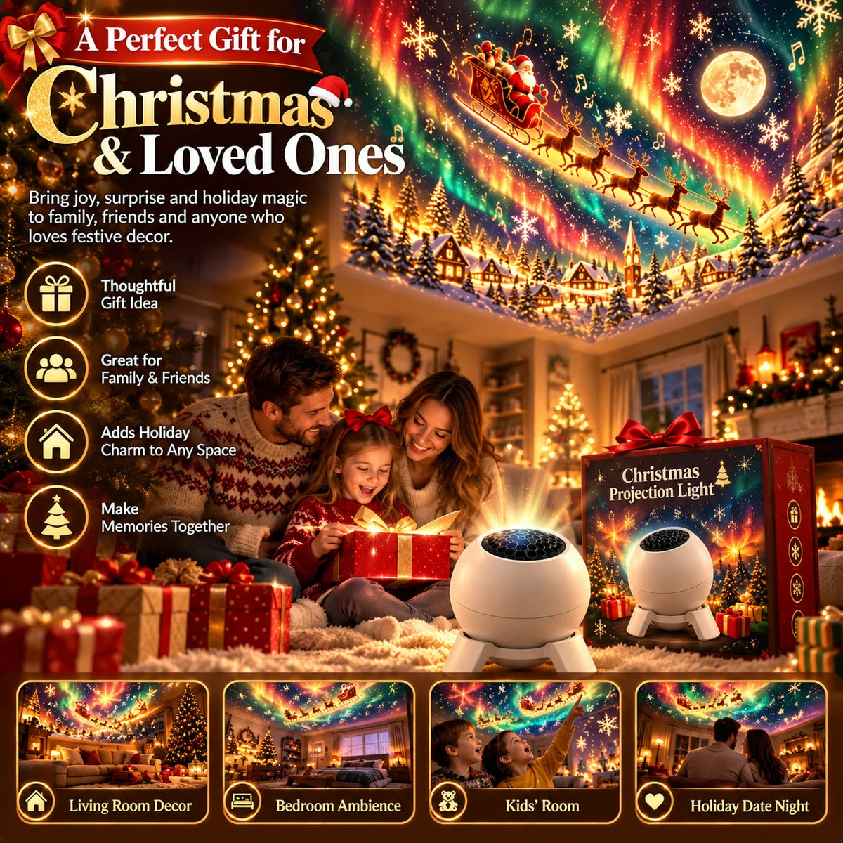 Christmas Projection Light Compact Tabletop Indoor Decor