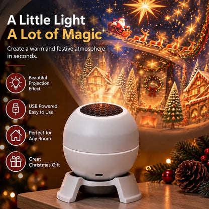 Christmas Projector Night Light USB-Powered Festive Projection