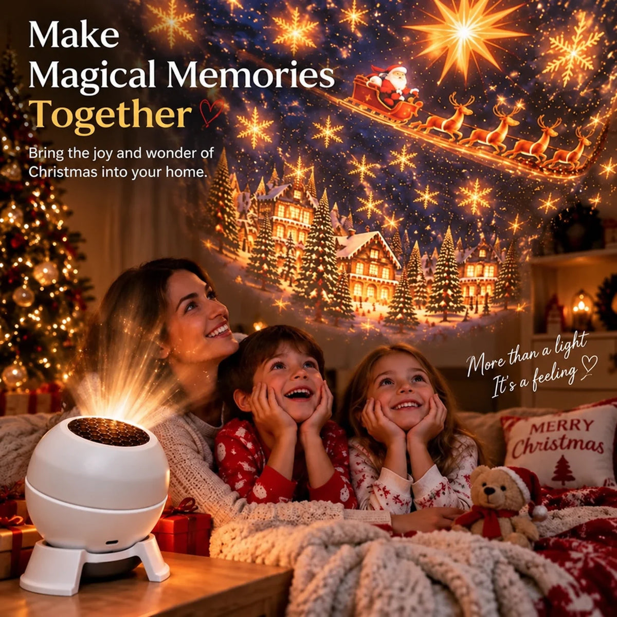 Christmas Projector Night Light USB-Powered Festive Projection