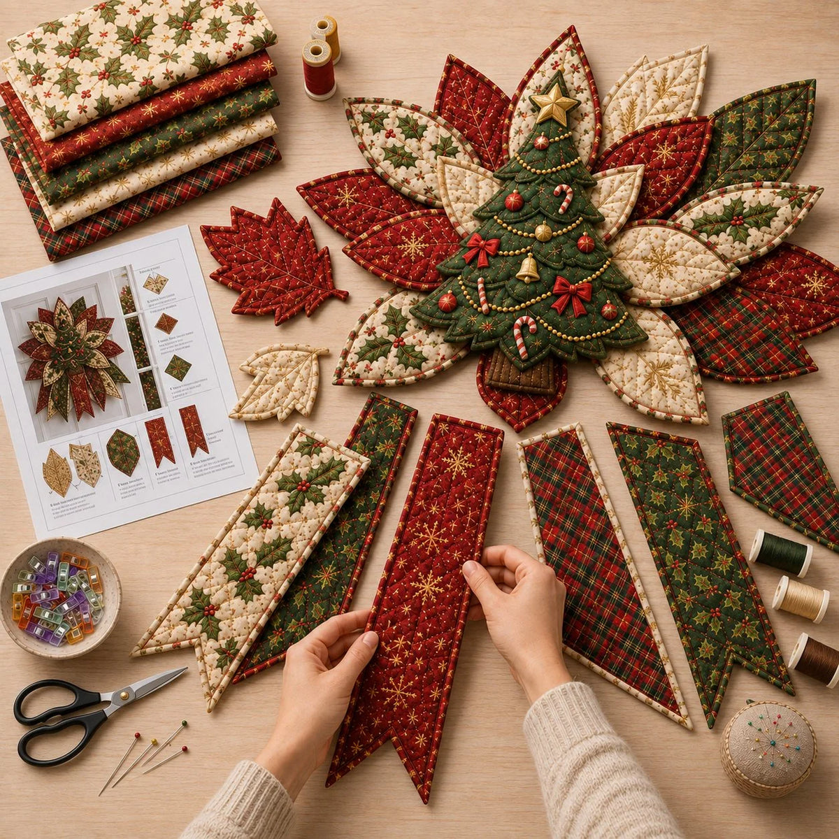 Christmas Sewing Kit Quilted Door Hanging Seven Festive Designs All-Inclusive Materials