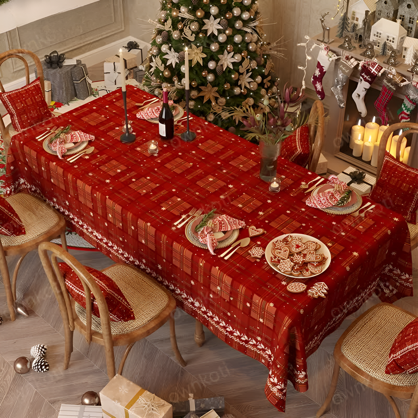 Christmas Tablecloth Soft Chenille Plaid
