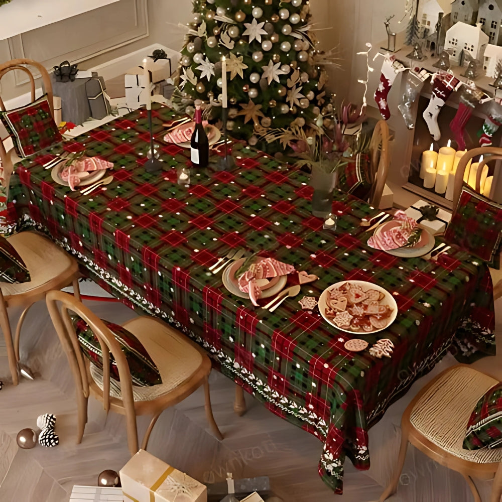 Christmas Tablecloth Soft Chenille Plaid