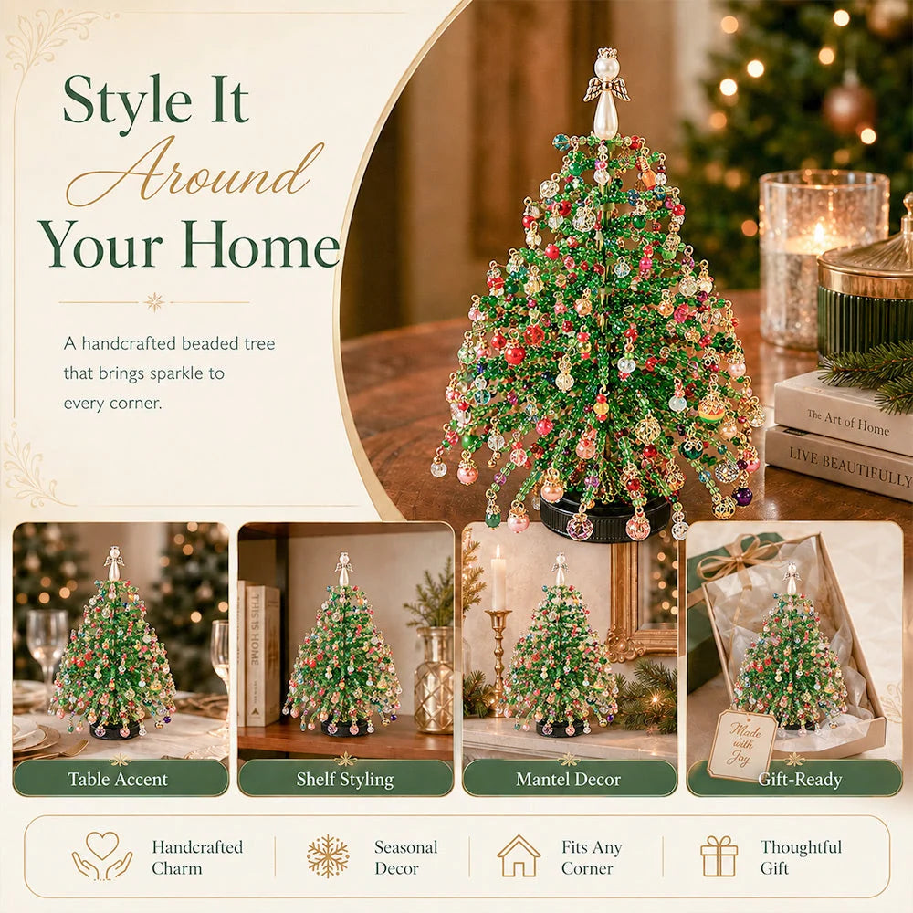 Christmas Tree Craft Kit Beaded With Warm Light String