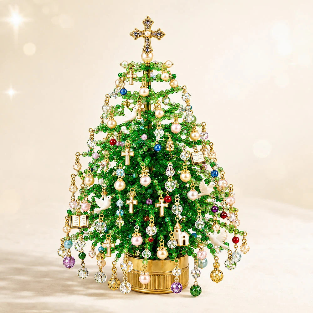 Christmas Tree Craft Kit Beaded With Warm Light String