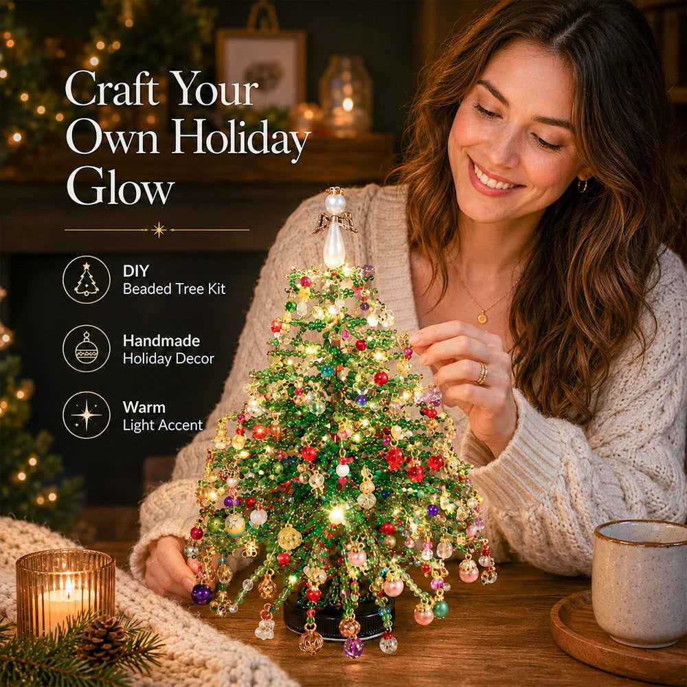 Christmas Tree Craft Kit Beaded With Warm Light String