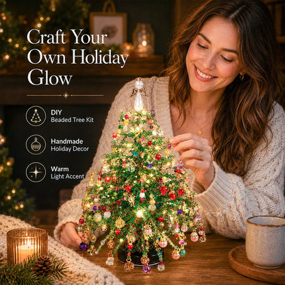 Christmas Tree Craft Kit Beaded With Warm Light String