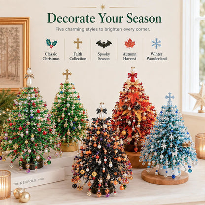 Christmas Tree Craft Kit Beaded With Warm Light String