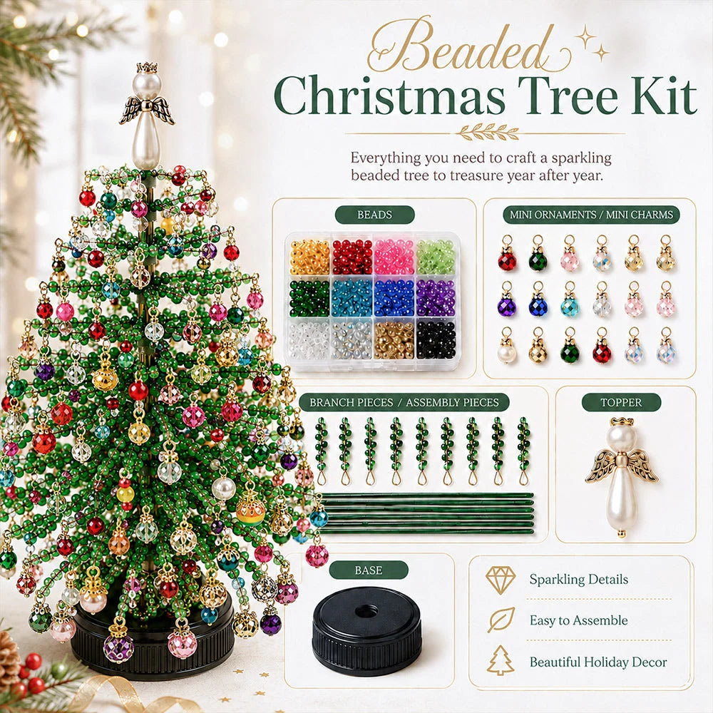 Christmas Tree Craft Kit Beaded With Warm Light String