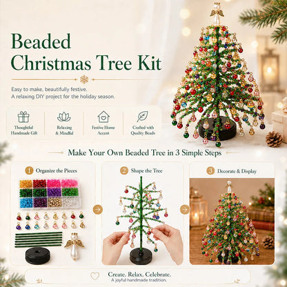 Christmas Tree Craft Kit Beaded With Warm Light String
