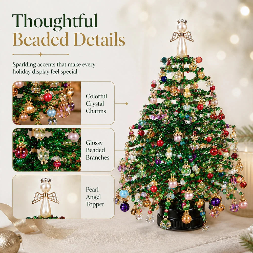 Christmas Tree Craft Kit Beaded With Warm Light String