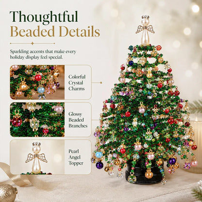 Christmas Tree Craft Kit Beaded With Warm Light String