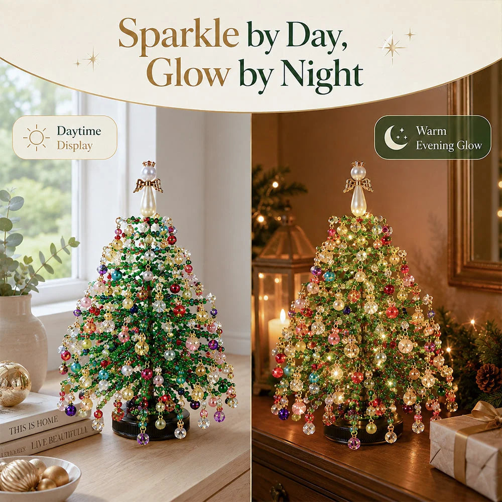 Christmas Tree Craft Kit Beaded With Warm Light String