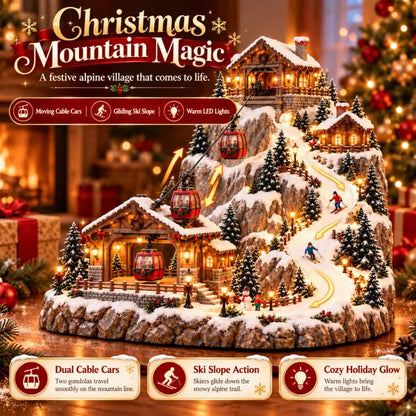 Christmas Village Animated Cable Cars & Skiers