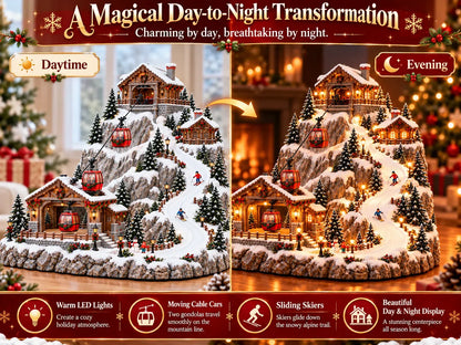 Christmas Village Animated Cable Cars & Skiers