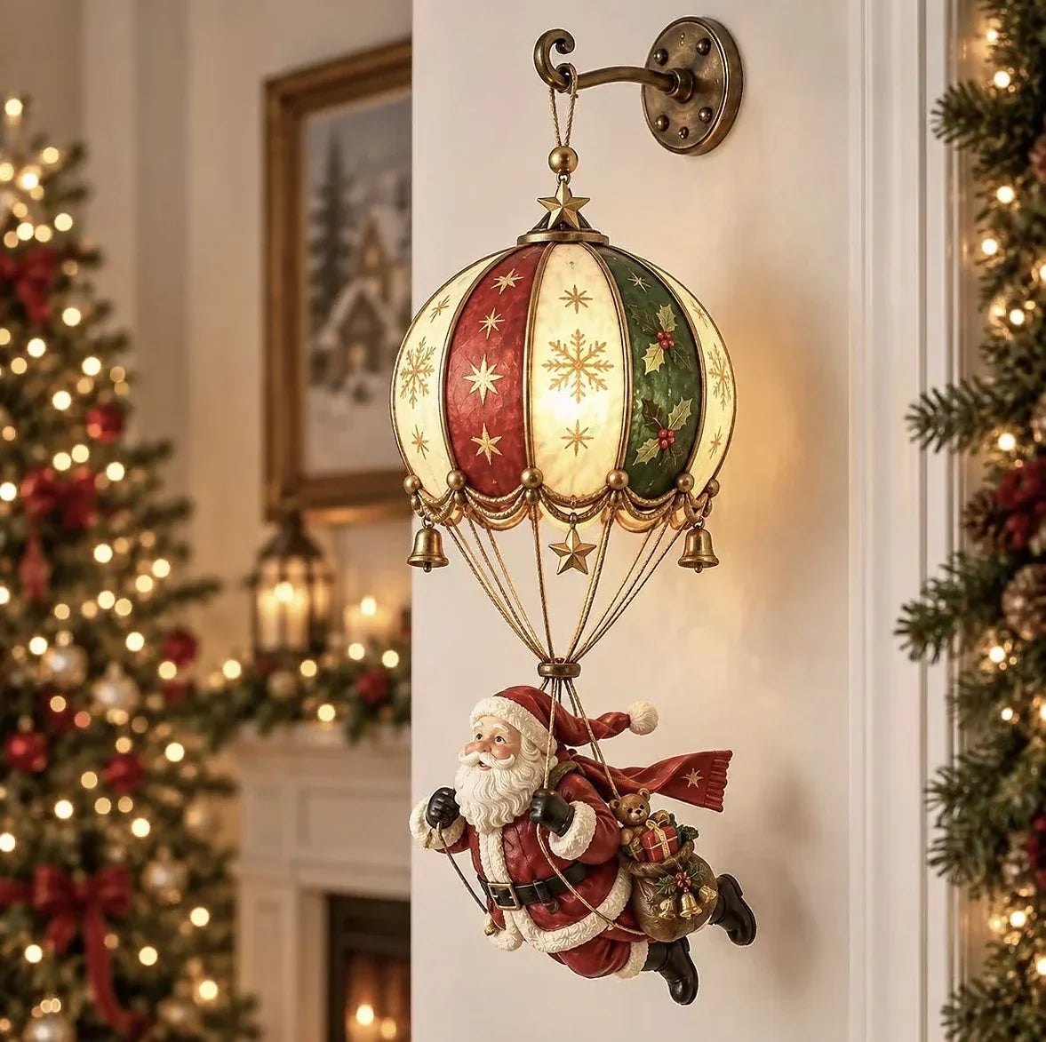 Christmas Wall Lamp Santa Balloon Warm White Tool-Free Mounting