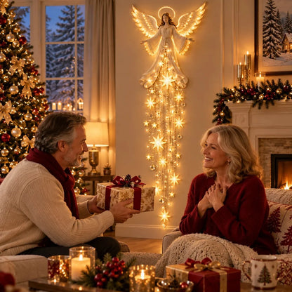 Christmas Wall Light Angel With Warm White Cascading Stars