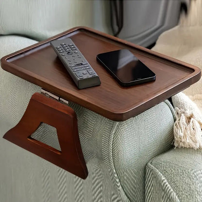 Clip-On Armrest Tray Bamboo Rubber-Grip Clamp