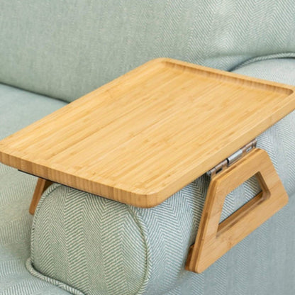 Clip-On Armrest Tray Bamboo Rubber-Grip Clamp