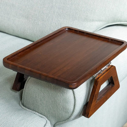 Clip-On Armrest Tray Bamboo Rubber-Grip Clamp