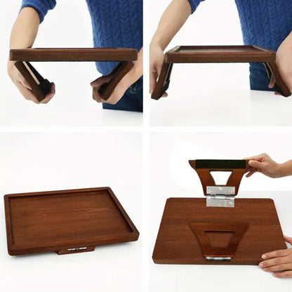 Clip-On Armrest Tray Bamboo Rubber-Grip Clamp