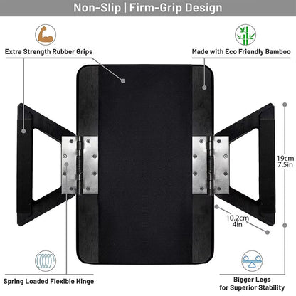 Clip-On Armrest Tray Bamboo Rubber-Grip Clamp